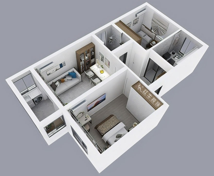 吴波｜马台街56号502-401-60㎡-现代风格｜2室2厅1卫｜老房装修｜定制家｜全包9